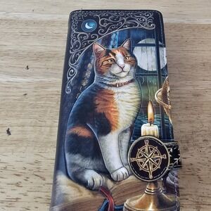 Tabby‎ Cat Candle Embossed Purse Gothic Purse 3D Wallet Snap Close Faux Leather